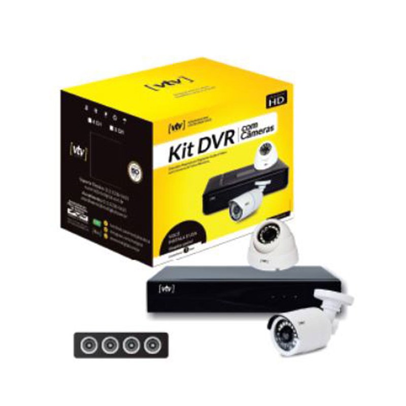 Kit DVR 4 Canais + HD 500 GB + 2 Câmeras Full-HD VTV