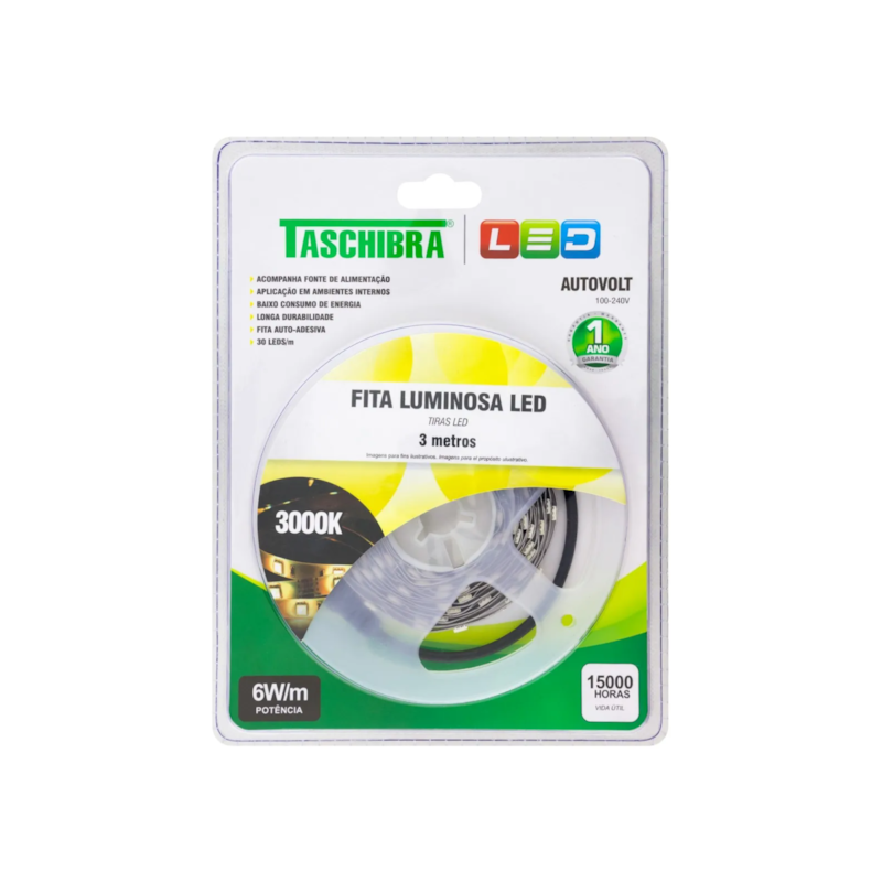 Kit Fita LED 6w 3m 3000K  12v Taschibra 