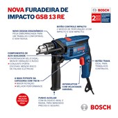 Kit Furadeira de Impacto GSB 13 RE 750W + Esmerilhadeira 4 ½" GWS 850 850W Bosch