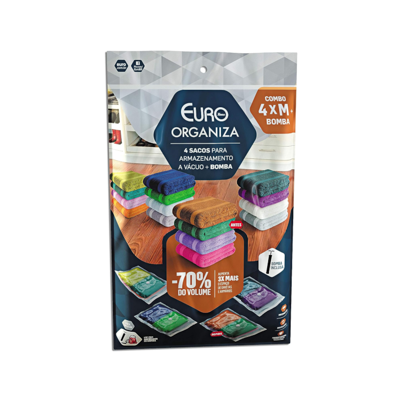 Kit Organizador à Vácuo com Bomba 5 Peças Euro Home