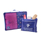 Kit Orgonanizador Travel Bag Com 2-PÇ com Ziper Azul Grande Secalux