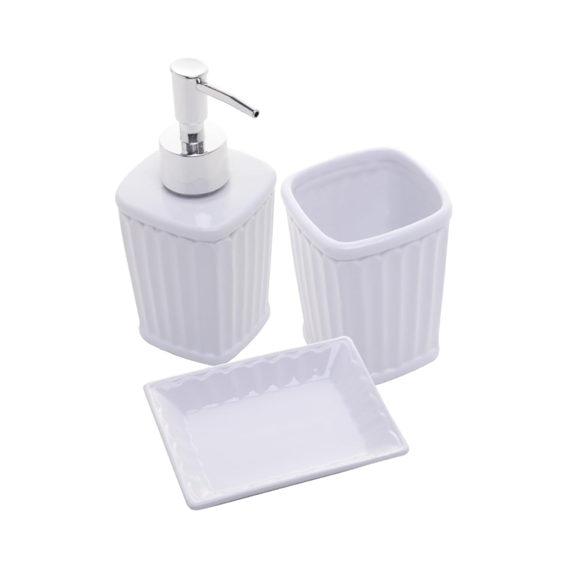 Kit para Banheiro 3 Peças de Cerâmica Antibes Branco Lyor