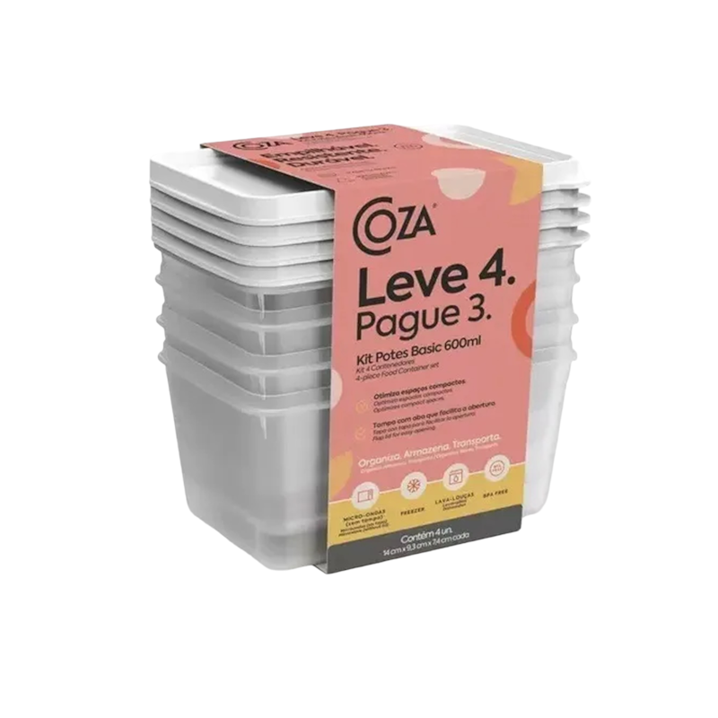 Kit Pote Basic 600ml Leve 4 e pague 3 Coza