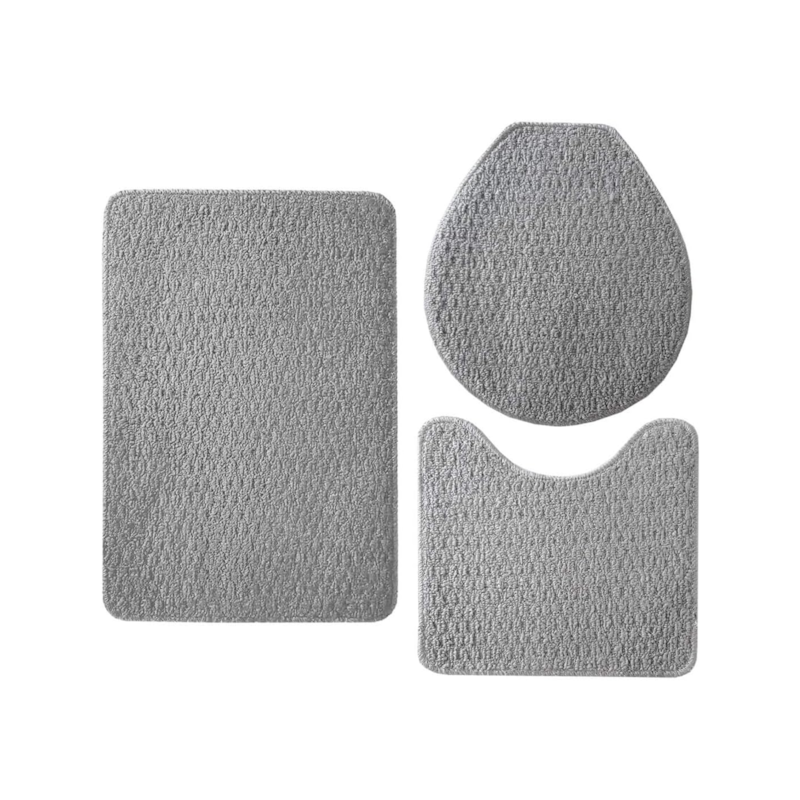 Kit Tapete Relevo para Banheiro 3 Peças Prata Oásis