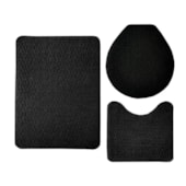 Kit Tapete Relevo para Banheiro 3 Peças Preto Oásis Kit Tapete Relevo para Banheiro 3 Peças Preto Oásis