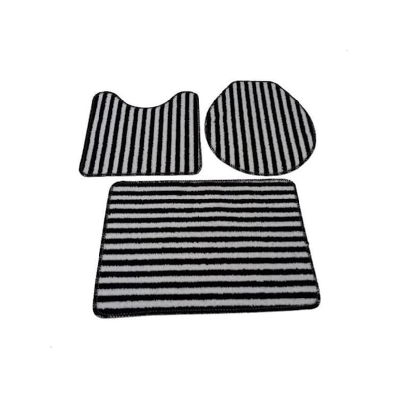 Kit Tapete Slim para Banheiro 3 Peças Preto Oásis