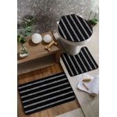 Kit Tapete Slim para Banheiro 3 Peças Preto Oásis