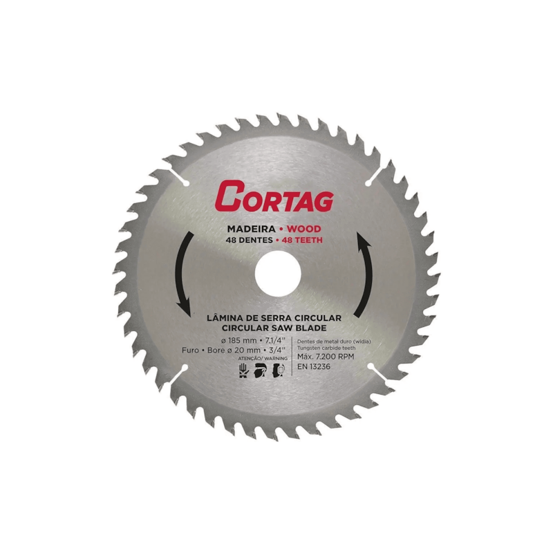 Lâmina de Serra Circular para Madeira 48 Dentes 185mm Cortag