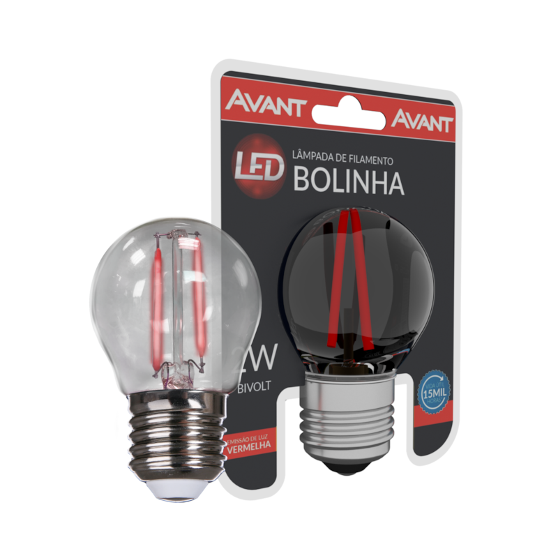 Lâmpada LED Bolinha 2W Vermelho Avant