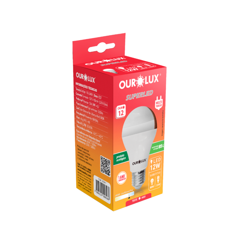 Lâmpada LED Bulbo 12W 6500K Ourolux