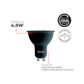 Lâmpada LED Dicróica 4,8W MR16 6500K Preto Avant