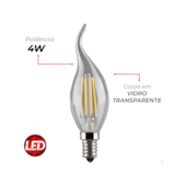Lâmpada LED Filamento Chama 4W 2700K E14 Avant