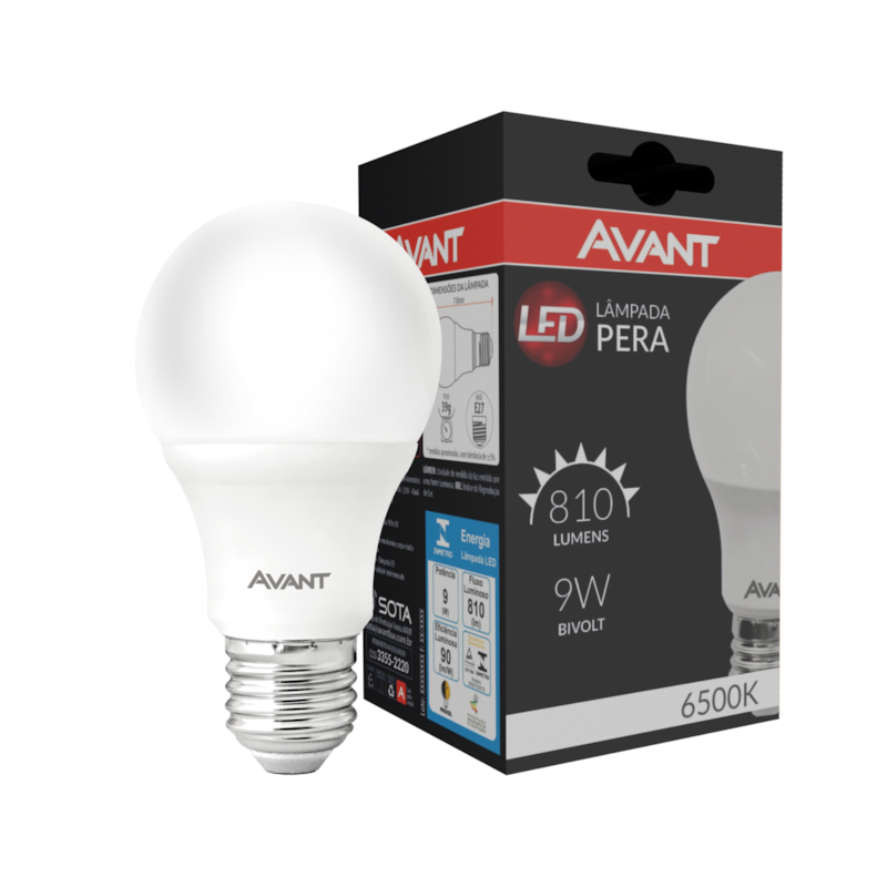 Lâmpada LED Pera 9W 6500K Avant