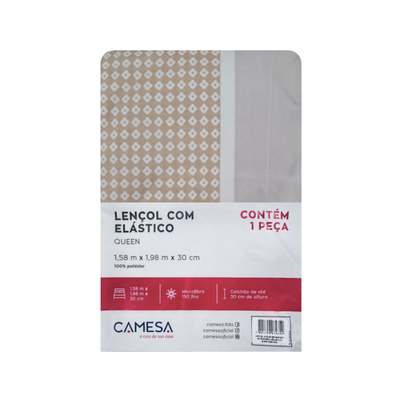 Lençol Queen com Elástico Estampado Camesa (Modelos Sortidos)