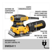 Lixadeira Orbital 1/4" Folha 230W 220V DWE6411B2 DeWalt