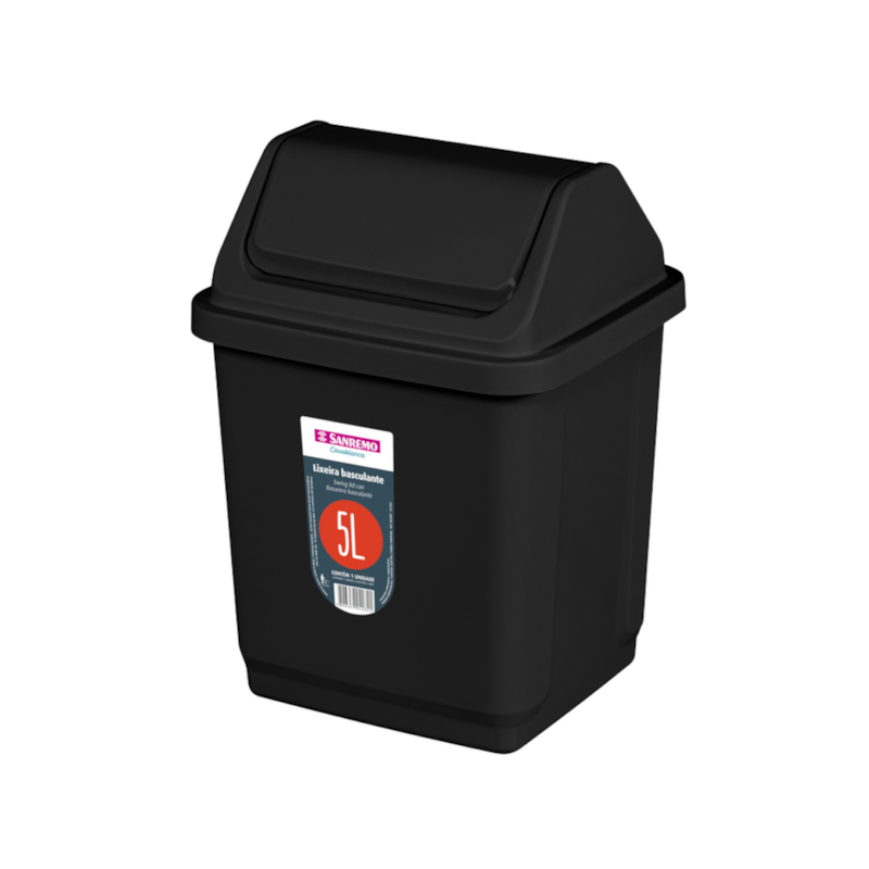 Lixeira Basculante de Plástico Preto 5L Sanremo