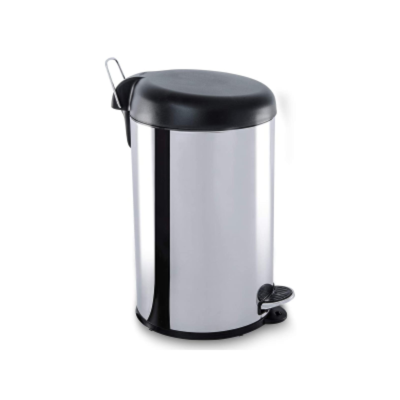 Lixeira Inox com Pedal 12L Tampa Preta Brinox