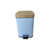 Lixeira Inox Retangular 3L Branco Tampa de Bambu Casa Ok