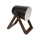 Luminária de Mesa Cannon Preto e Madeira Escura Deluxe Avant