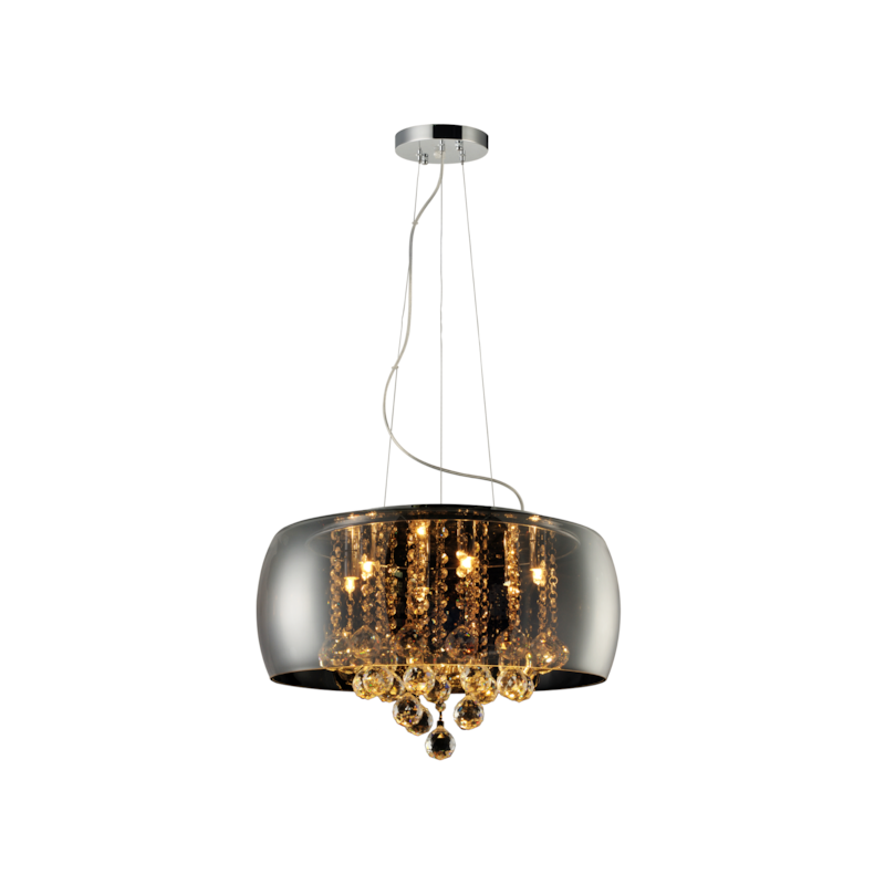 Lustre Wessex Vidro Fumê Espelhado 6XG9 Canopla Cromada Avant