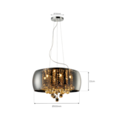 Lustre Wessex Vidro Fumê Espelhado 6XG9 Canopla Cromada Avant