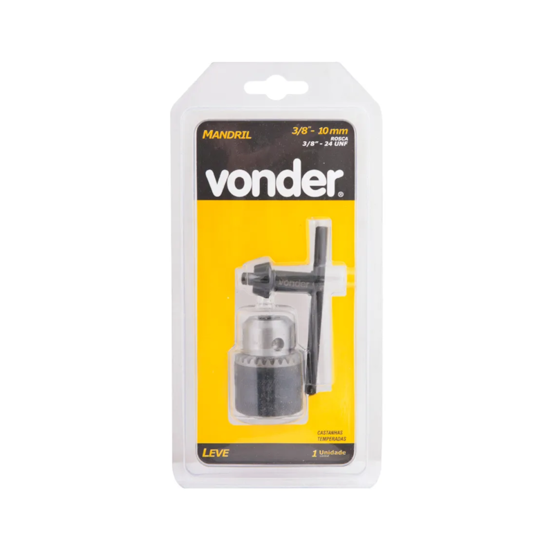 Mandril Leve 10mm 3/8 Polegadas e rosca 3/8 polegadas Vonder