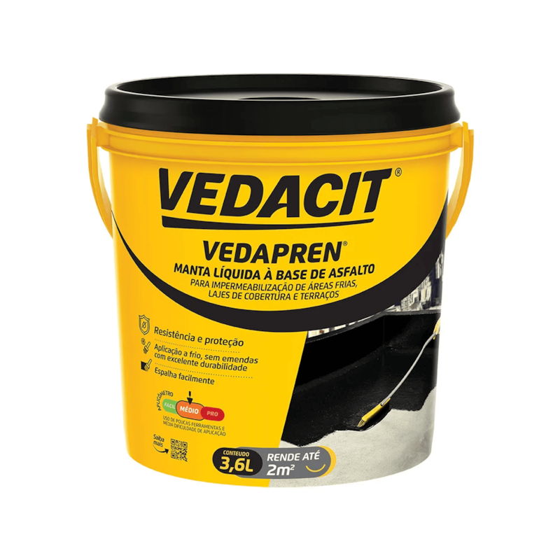 Manta Líquida Impermeabilizante Vedapren 3,6L Vedacit