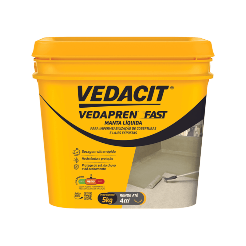 Manta Líquida Impermeabilizante Vedapren Fast Branca 5Kg Vedacit