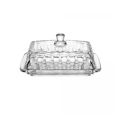 Manteigueira de Cristal com Tampa Radial 18cm x 10,5cm x 8cm Lyor