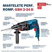 Martelete Perfurador GBH2-24D 820W 220V com Maleta Bosch