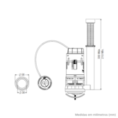 Mecanismo de Saída Dual Flush 3x1 para Caixa Acoplada Monobloco Censi