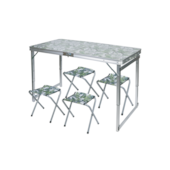 Mesa de Camping Dobrável com 4 Banquetas Casa OK Mesa de Camping Dobrável com 4 Banquetas Casa OK