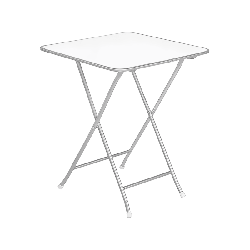 Mesa Dobrável Millenium Quadrada Prata/Branco Metalnew