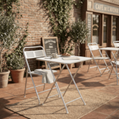 Mesa Dobrável Millenium Quadrada Prata/Branco Metalnew