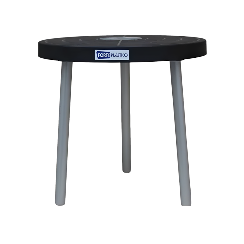 Mesa Lateral 60cm com Pé em Alumínio Preto Forte Plástico