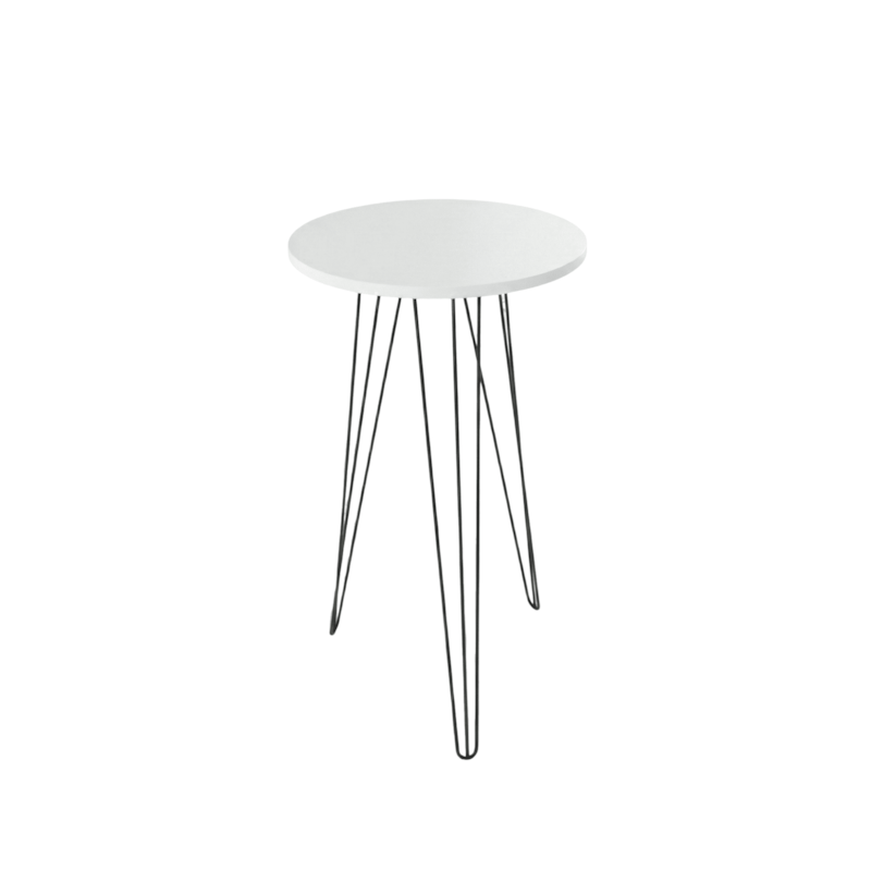 Mesa Lateral Tripe Alta Ø53,5cm Branco/Preto DiCarlo