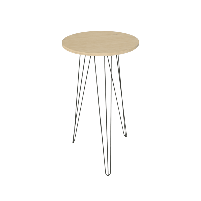 Mesa Lateral Tripe Alta Ø53,5cm Pinus/Preto DiCarlo