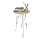 Mesa Lateral Tripe Alta Ø53,5cm Pinus/Preto DiCarlo