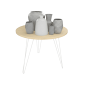 Mesa Lateral Tripe Baixo Ø53,5cm Pinus/Branco DiCarlo