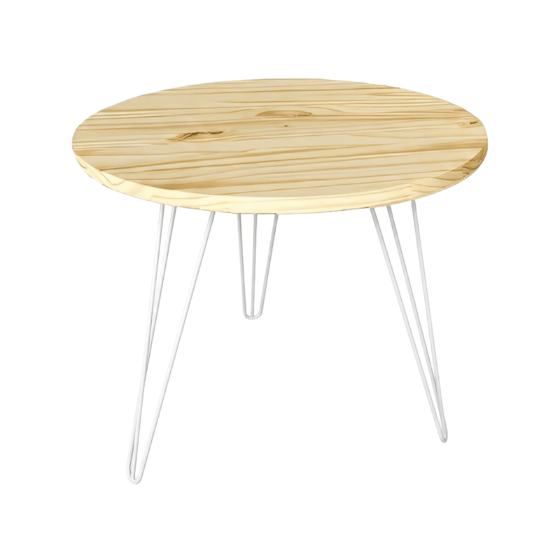 Mesa Lateral Tripe Baixo Ø53,5cm Pinus/Branco DiCarlo