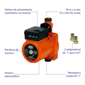 Moto Bomba Pressurizadora BFL300 300W 220V Intech