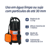 Moto Bomba Submersível para Água Suja BSS500 Intech Machine