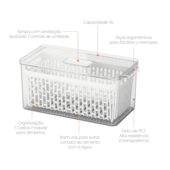 Organizador Dry com Cesto 6 Litros Cristal Coza