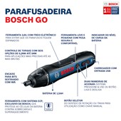 Parafusadeira a Bateria Go 3,6V Bivolt com 2 Bits Bosch