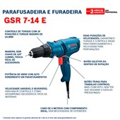 Parafusadeira e Furadeira GSR 7-14E 400W 220V Bosch