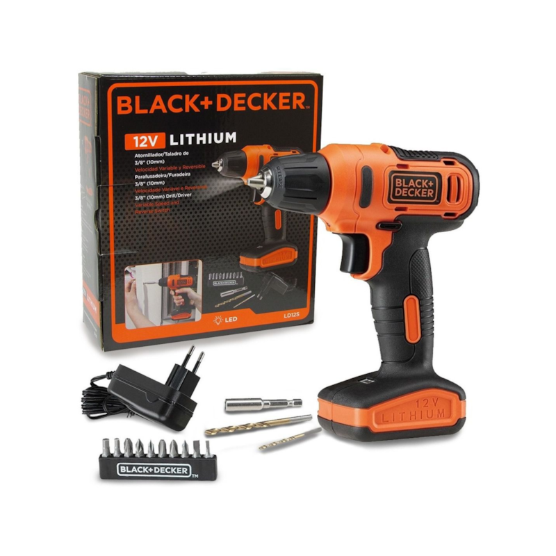 Parafusadeira/Furadeira sem Impacto 12V com 13 Acessórios Black Decker