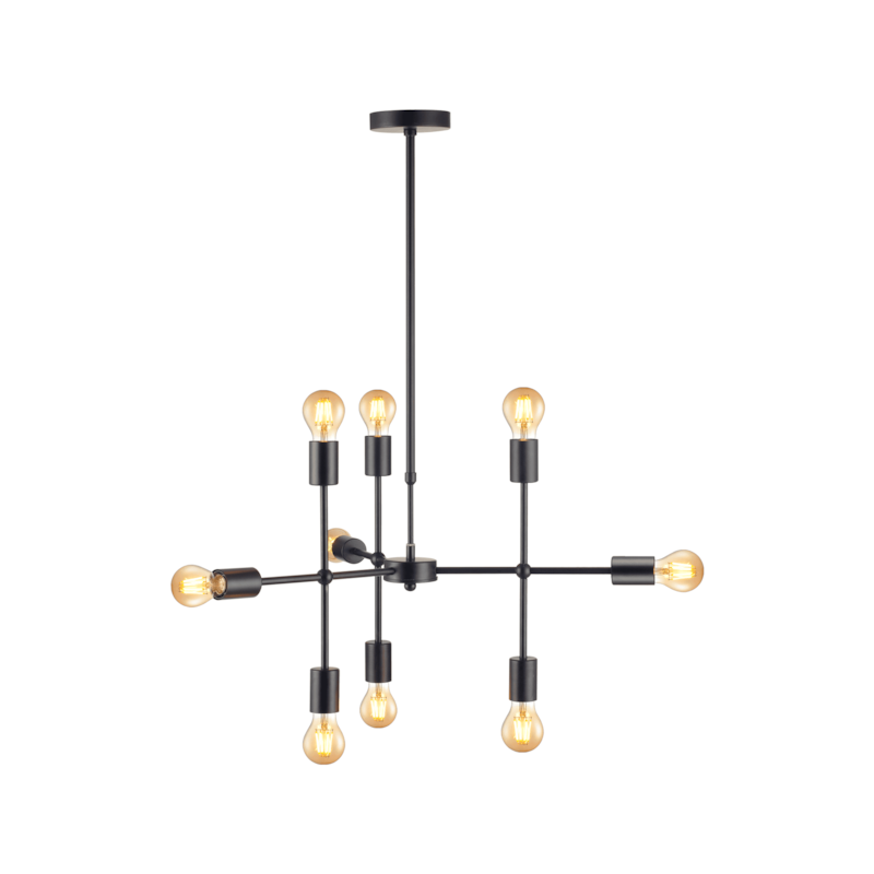 Pendente Hash Aço Preto Fosco 9xE27 Avant