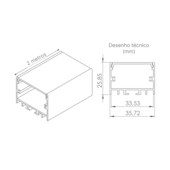 Perfil de Alumínio de Sobrepor Way para Fita LED 2 Metros 35,7x25,8mm Bronzearte