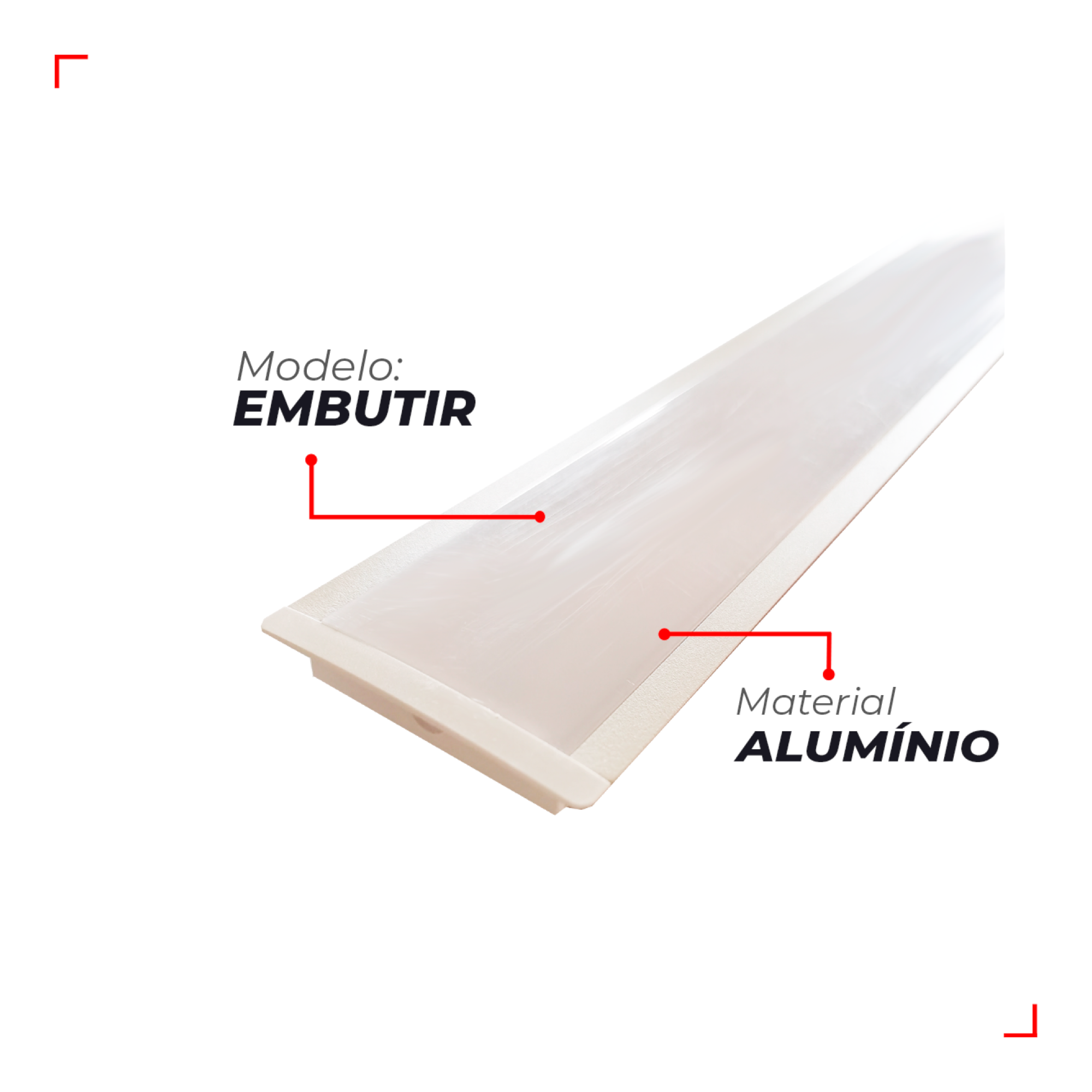 Perfil para Fita LED Risque Embutir Plane 2 Metros 6510 Branco Avant ...