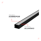 Perfil para Fita LED Risque Sobrepor Slat 2 Metros 1715 Preto Avant